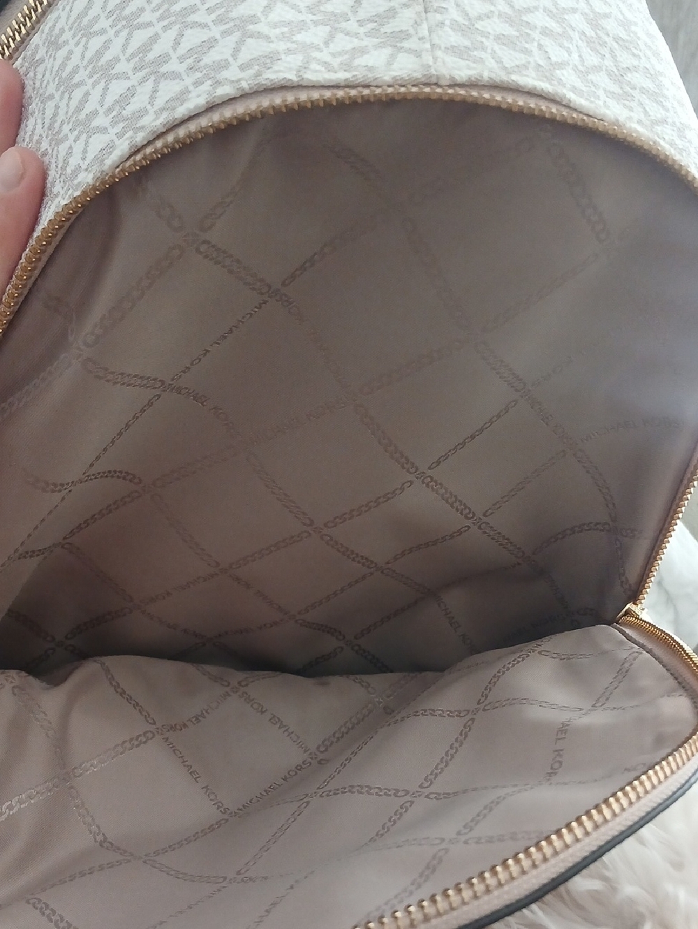 Michael Kors Blush Logo-Print Backpack with Gold Hardware - Picture 5 of 7